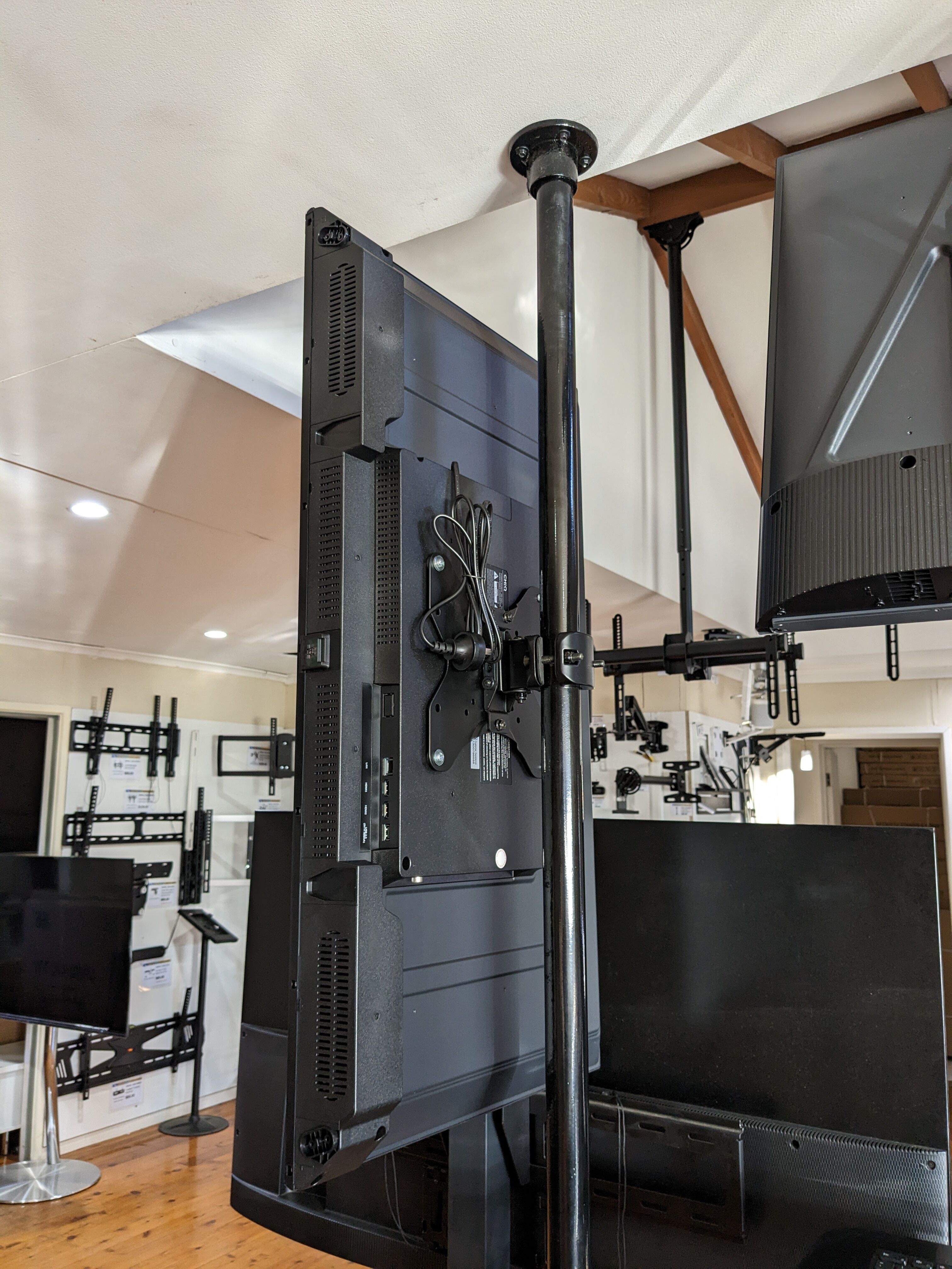 Cut to Size Commercial Floor to Ceiling TV Mount Portrait or Landscap Position